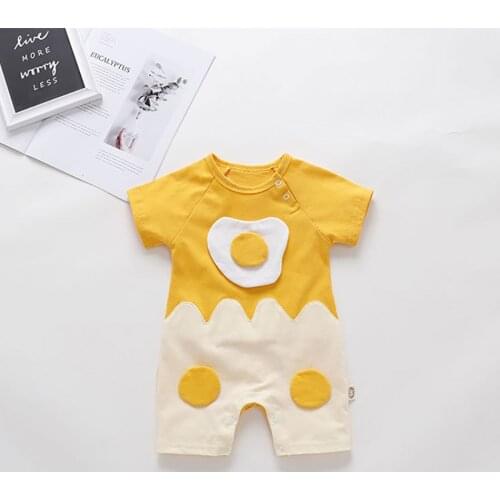 Clothing for Baby BodySuits Summer Egg Cartoon Short Sleeve Shorts Casual O-Neck One Piece Climbing Suit for Newborn