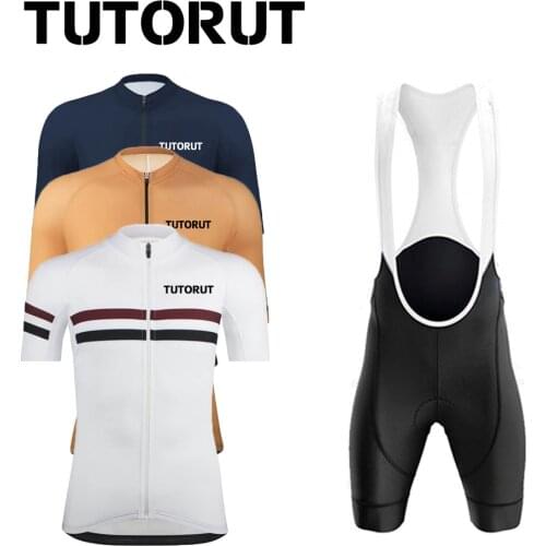 TUTORUT Cycling Jersey Set Short Sleeve Quick Dry Summer Mountain Bicycle Clothes Breathable Bike Shirt With Reflective Strip