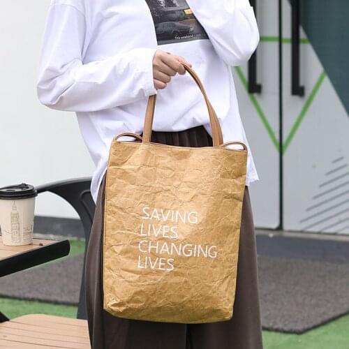 The Minimalist Velvine Paper Handbag Casually Made Old Pleated One-shoulder Bag Retro Letter Stiletto Tote Bag