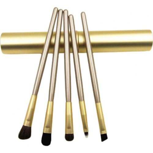 Makeup Brush Set Portable Grisp Comfortable Aluminum Tube 5-Piece Eyeliner Eyeshadow Make Up Brushes Set for Beauty