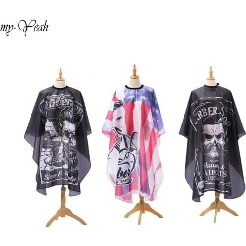 New Haircut Hairdressing Barber Cloth Skull Pattern Apron Polyester Cape Hair Styling Design Supplies Pro Salon Gown DIY Home