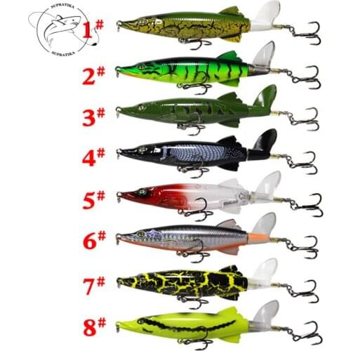New Propeller Tractor Popper Floating Pencil Crocodile Plastic Hard Bait 3D Eyes Wobblers Artificial 8Colors 13cm/16g