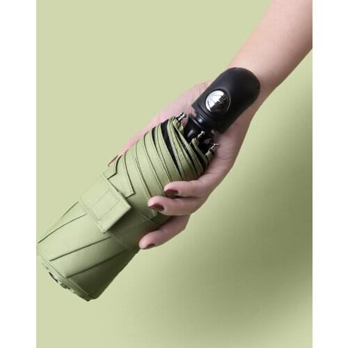 Semi-automatic Small Parasol Women Sun Rain UV-Protection Umbrella Black Coating Folding U5B