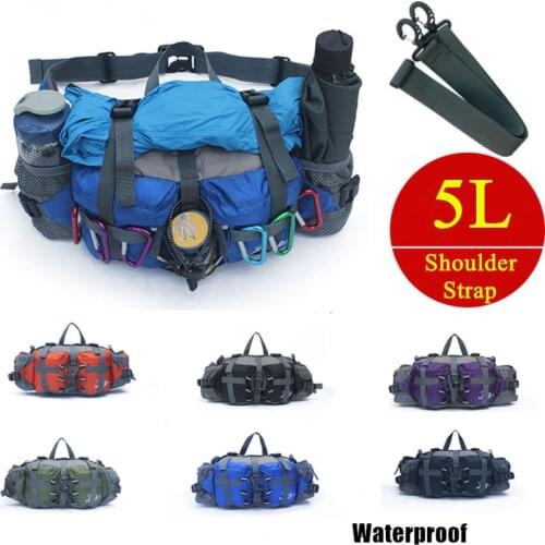 Outdoor Sports Waist Bag Hiking Cycling Climbing Backpack Bicycle Pack Running Water Bottle Waterproof Nylon Mountain Travel