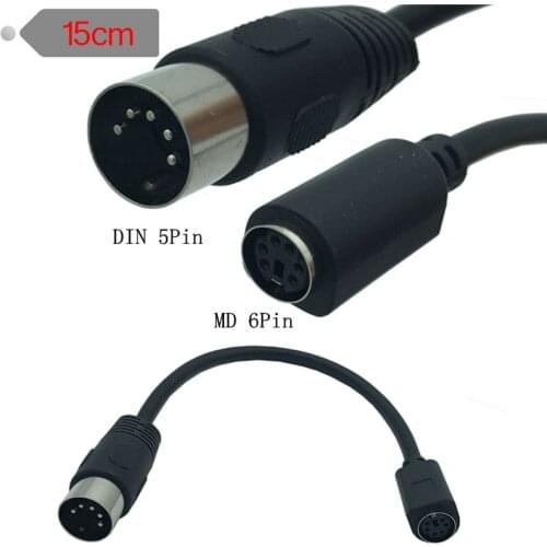 PS2 MD 6pin Female to DIN 5pin Male cable 0.15m