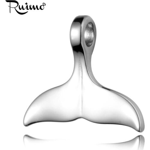 RUIMO 316L Stainless steel Whale Tail Connectors Accessories Polished Pendant Charms For DIY Bracelet Necklace Jewelry Making