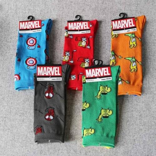 Marvel Star Wars Cotton Socks Cartoon Spider-Man Venom Men and Women Straight Anime Socks In-tube Hero Socks Birthday Gifts