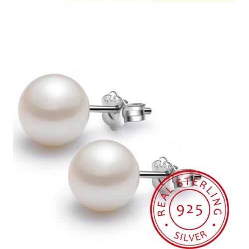 925 Sterling Silver Jewelry Natural Oblate Pearl Earrings Jewelry For Women 6-8-10mm Freshwater Simple Pearl earring