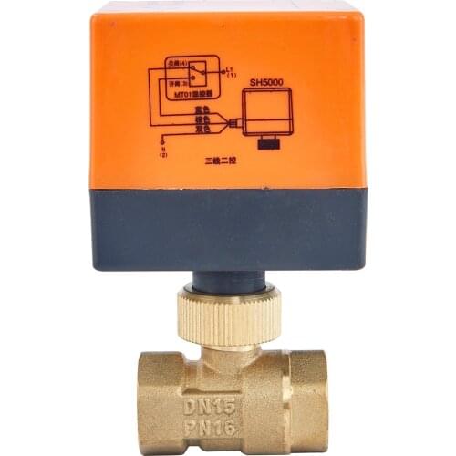 220V 12V 24V DN15 DN25 DN20 Electric Motorized Thread Ball Valve Brass AC 220V 2 Way 3-Wire 1.6Mpa with Actuator For water, gas