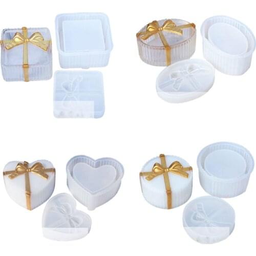 Silicone Resin Mold Jewelry Storage Trinket Box Mold Hexagon Round Square Mold