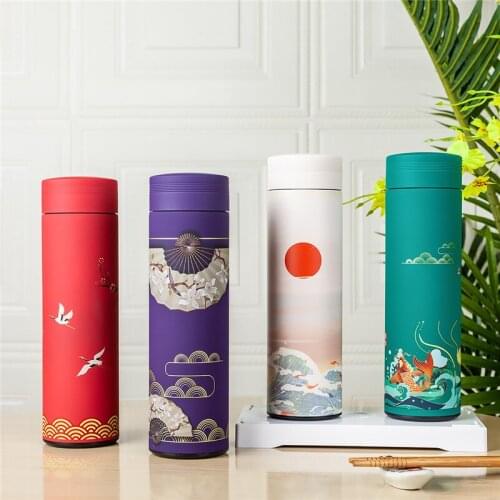 500ML Thermos Cup Coffee Tea Travel Mug Classical Style Stainless Steel Vacuum Cute Water Bottle With Filter Thermocup Fashion