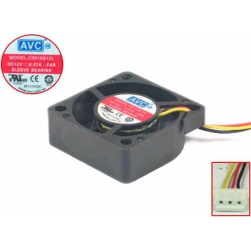 AVC C3010S12L FAR DC 12V 0.07A 3-wire 30x30x10mm Server Cooling Fan