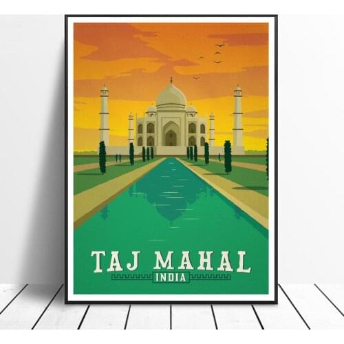 VINTAGE TAJ MAHAL INDIA Painting Canvas poster Wall Art Pictures for Living Room Home Decoration No Frame