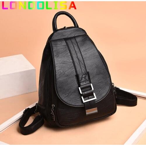 Women leather Backpack Large Capacity Many Pockets Backpacks Female bagpack Shoulder Bags For Women 2019 Ladies Travel Backpack