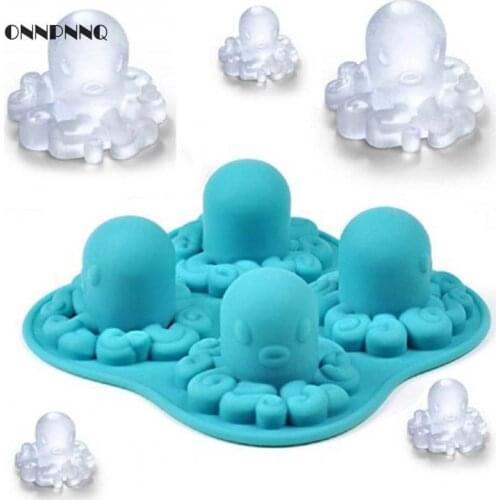 1pcs Blue Octopus Shaped Ice Cream Mold Blue Silicone Ice Cream Maker Mold Creative Cartoon Animail Ice Cube Mold Kitchen tools