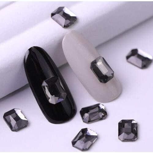 10 pieces of new manicure water drill rectangular flat back crystal shining 3D water drill gemstone manicure art ornaments