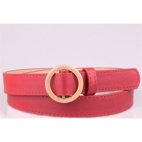 105cm*2.4cm Waistband Solid Color PU Belts Female Fashion Women Lady Metal Round Buckle Dress Band
