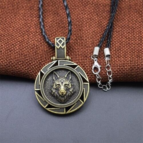12pcs Nordic Amulet Wolf Head Necklace Slavic Symbol Original Animal Jewelry Christmas Gift