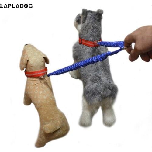 2 In 1 Buffer Pet Dog Coupler Leash Double Dog Walking Lead Elastic Double Leashes WALK 2 Two DOGS Harness