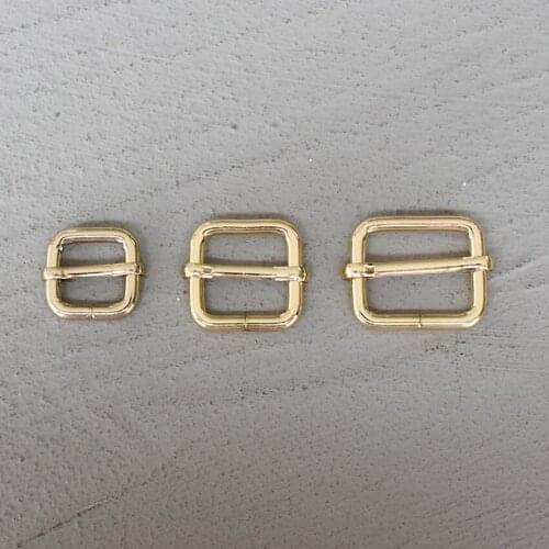 20 Pcs 15/20/25mm Gold Metal Slider Adjustment Buckle Slides Tri-glides Roller Pin Buckles Handbag Strap Slider Adjuster Belt