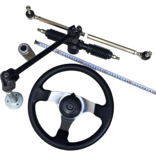 300mm Steering Wheel 320mm Assembly Full Steel Gear Rack Pinion 380mm U Joint Tie Rod Knuckle Assy For Go Kart Buggy UTV Bike