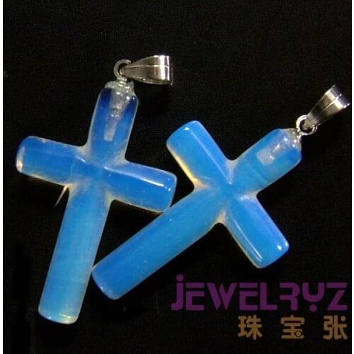 5pcs 2020 New Arrival !! Beautiful Fashion Natural Opal Cross Pendants Charms Stone for Necklace Making Jewelry Pendant Classic