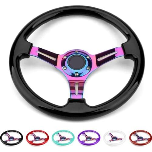 Car Sport Racing Steering Wheel Deep Dish Universal 14inch 350mm ABS Racing Steering Wheel standard 6 Bolt Design Replacement