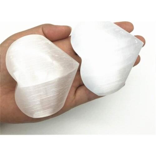 White Selenite Heart Shaped Crystal Healing Stones For Decoration