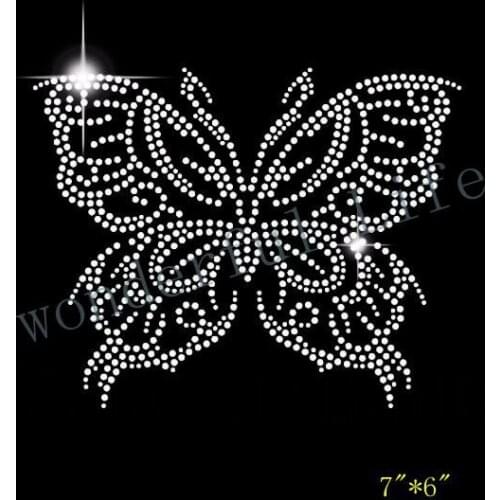 Free shipping Rhinestone Iron on Transfer Butterfly