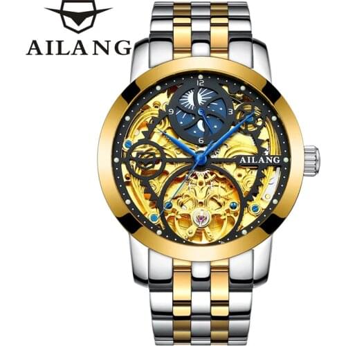 2021 The New Mechanical Watches Fashion Mens Automatic Clock Male Business Waterproof Tourbillon Luminous relogio AILANG 6812A