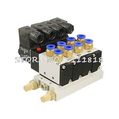 DC 12V 5/16" Quick Fitting 2 Position 4 Solenoid Valve w Base Muffler