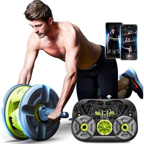 Home Gym Ab Pulley Trainer Set Ab Wheel Roller Muscle Abdominal Power Training Fitness Exercise Gear Smart Ab Stimul Free Ship