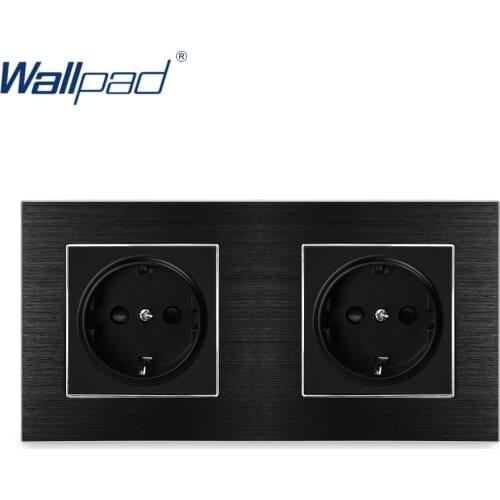 Double EU Socket German Standard Wallpad Luxury Wall Outlet Satin Metal Panel 172*86mm Wall Power Outlet Schuko
