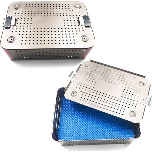Double Layer Sterilizer Tray Box Disinfection Tray Sterilizing Tool with Silicone Mat