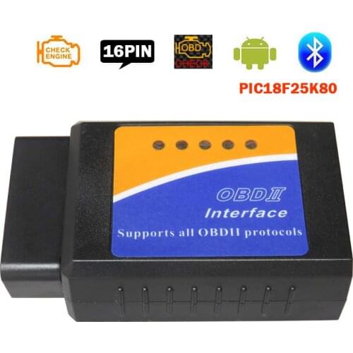 Real PIC18F25K80 Chip ELM327 Bluetooth V1.5 OBD2 Car Diagnostic Tool Super Mini ELM 327 V 1.5 OBD 2 Scanner For Android/Symbian