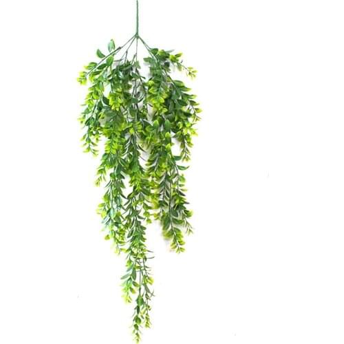 5 Forks Simulation Plastic Multi-leaf Wall Hanging Over The River Dragon Grass Plus Long Fake Vines for Environmental Protection
