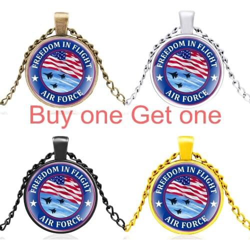 Classic Freedom in Flight Air Force Symbol Glass Dome Pendant Necklace Men Women Chamr Accessories Jewelry Gifts