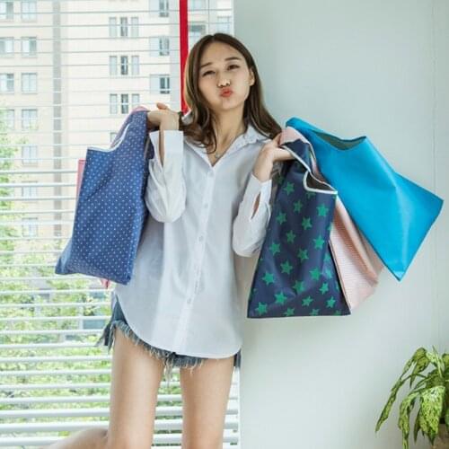 Reusable Eco-Friendly Foldable Oxford Cloth Bag Large Capacity Portable Kitchen Vegetable Grocery Bag Holder Home Storage