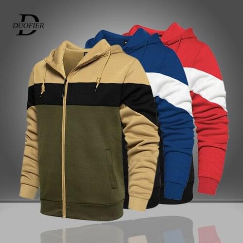 Fashion Hoodies Men Fleece Warm Hooded Zipper 2021 New Mens Hoodie Zipper Patchwork Casual Jacket Male Autumn Winter Clothing