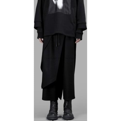 Mens Clothing Fashion stylist GD Casual pants loose woolen material wide leg pants skirt nine plus size costumes