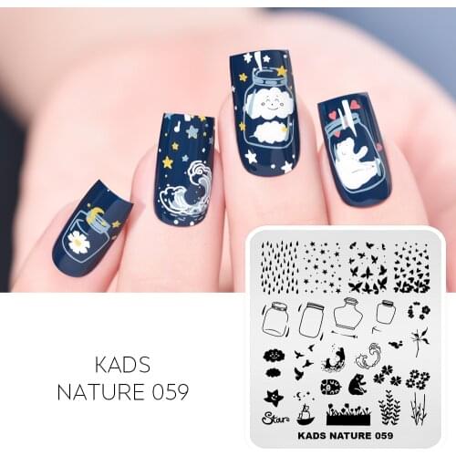 Nail Art Stamp Plate Drift bottle Waves Rain Stars Pattern Design Nail Stamping Template Printing Image Stencil Plate Tool