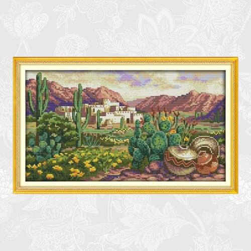 A Desert Scene Patterns Cross Stitch Kits 11CT Printed Fabric 14CT Canvas DMC Counted Chinese Cross-stitch Embroidery Sets