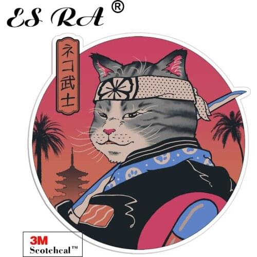 The Samurai Cat Stickers Laptop Decals Vinyl Pegatinas Japanese Waterproof 3M Matt for Helmet Pitcher Luaggage Wall Fridge