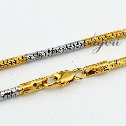 New 2.5mm Fashion Jewelry Mens Womens Snake Chain Yellow & White Gold Color Necklace Free Shipping Gold Jewellery DJN46