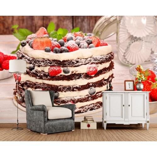 Papel de parede,Sweet Cakes Berry Strawberry Food photo Torte wallpaper,restaurant living room bar TV sofa wall kitchen 3d mural