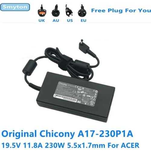 Original AC Adapter Chicony A17-230P1A A230A033P 230W Charger For ACER 230W 19.5V 11.8A 9.23A 5.5x1.7mm 180W Laptop Adapter