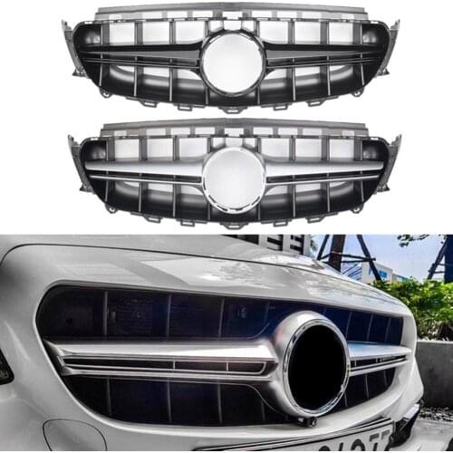 Front Racing Billet Bumper Grille Upper Facelift Grill For Mercedes Benz E-Class W213 2016 2017 2018 2019 Black Silver