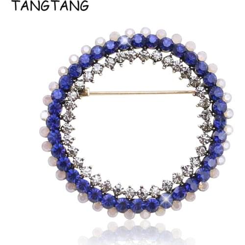 Simple Round Brooch Crystal Brooches Pins Fashion Rhinestone Alloy Brooch Pin Sweater Scarves Lapel Pin for Women Men Jewelry