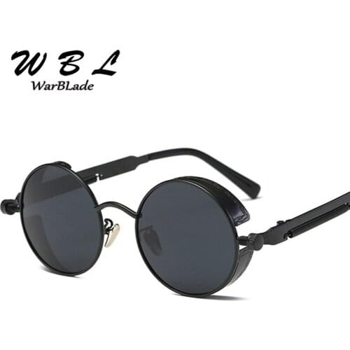 WarBLade High Quality Sunglasses Men Women Metal Wrap Eyeglasses Round Shades Brand Designer Sun glasses Mirror UV400