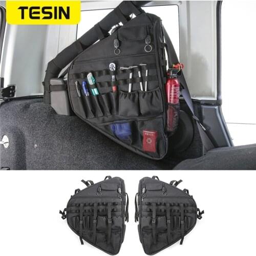TESIN Car Side Door Anti-Roll Storage Bag Stowing Tidying for Jeep Wrangler JL 2018+ Interior Accessories Car Styling